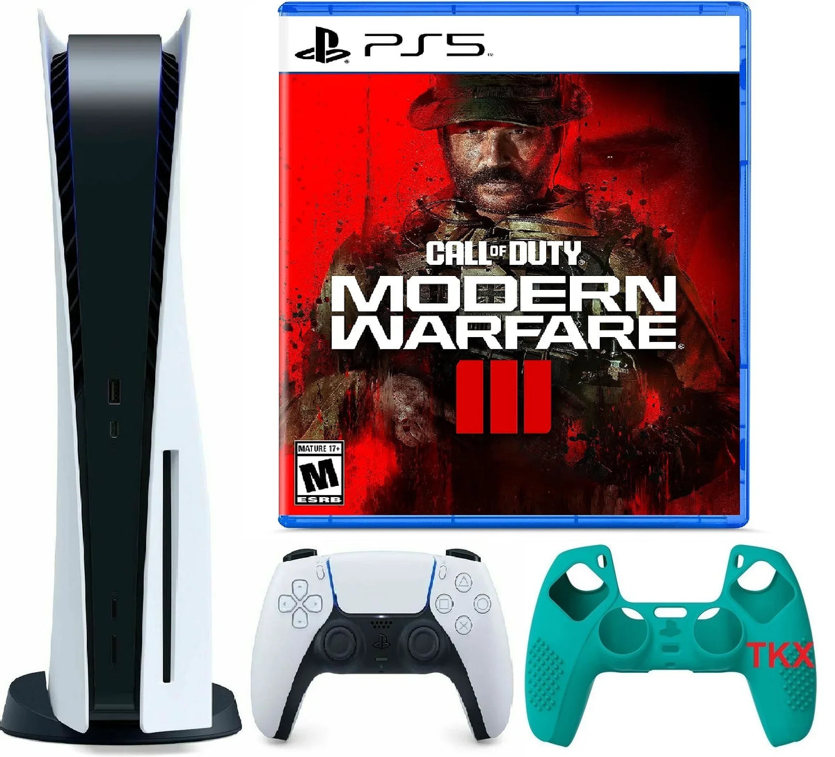 Newest 2023 Version Console Cover Skin Controller with Disc Bundle / trendy Silicone of Gaming Modern Call Duty PlayStation_PS5 III Warfare
