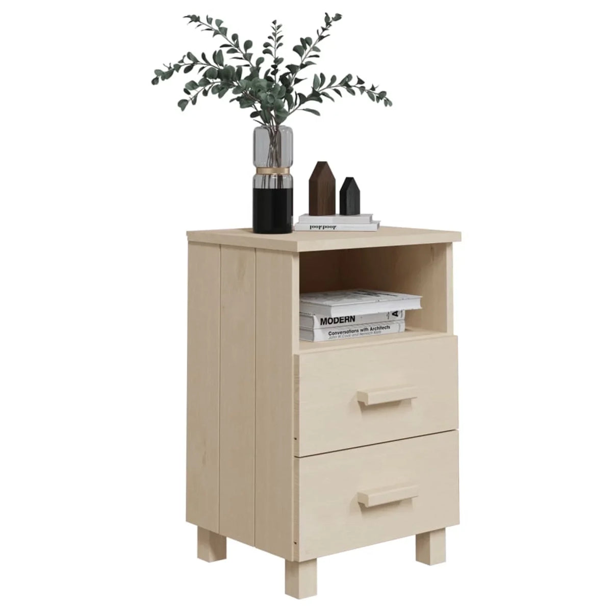 HAMAR Htovila Honey Wood 15.7"x13.8"x24.4" Brown Solid Cabinet Pine Bedside