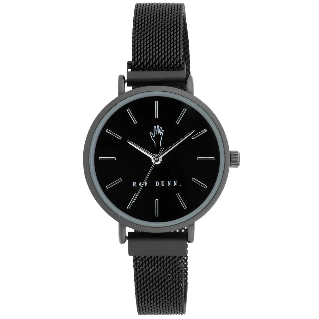 Women's Magnetic 33mm Sleek Dunn Clasp Mesh Black Face ROBIN Watch Round Rae