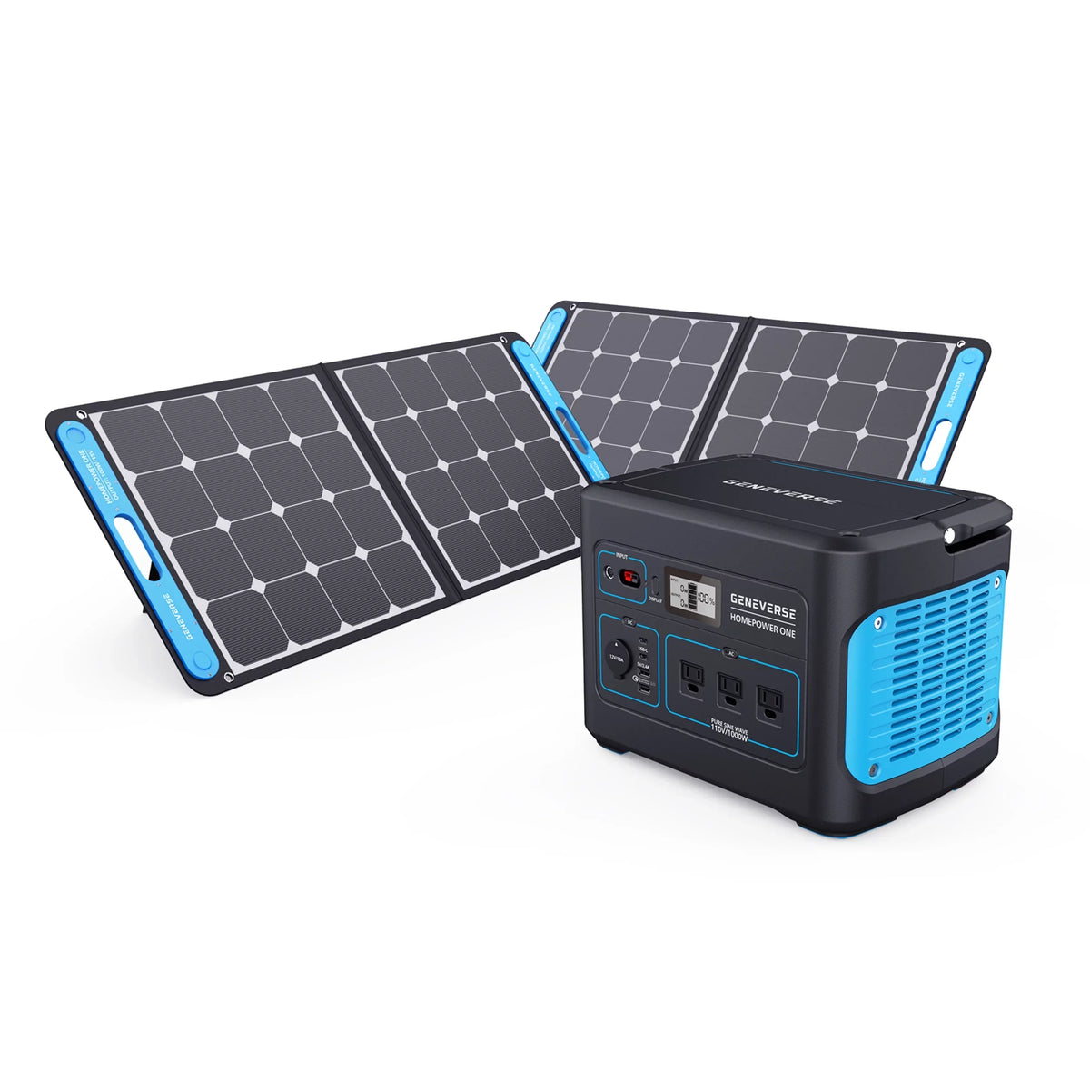 Quiet, Home Outlets) For 1X Devices HomePower (3X Station Portable Solar Indoor-Safe 1000W Generator Panels. Power Solar Geneverse 1002Wh Generator AC Battery 100W Power ONE Backup 2X + Bundle: (1x2)