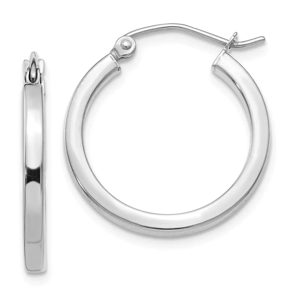 Gold and Women for Teens; classic for White Real 2mm Men Princess Adults 14kt Tube Hoops; Square and