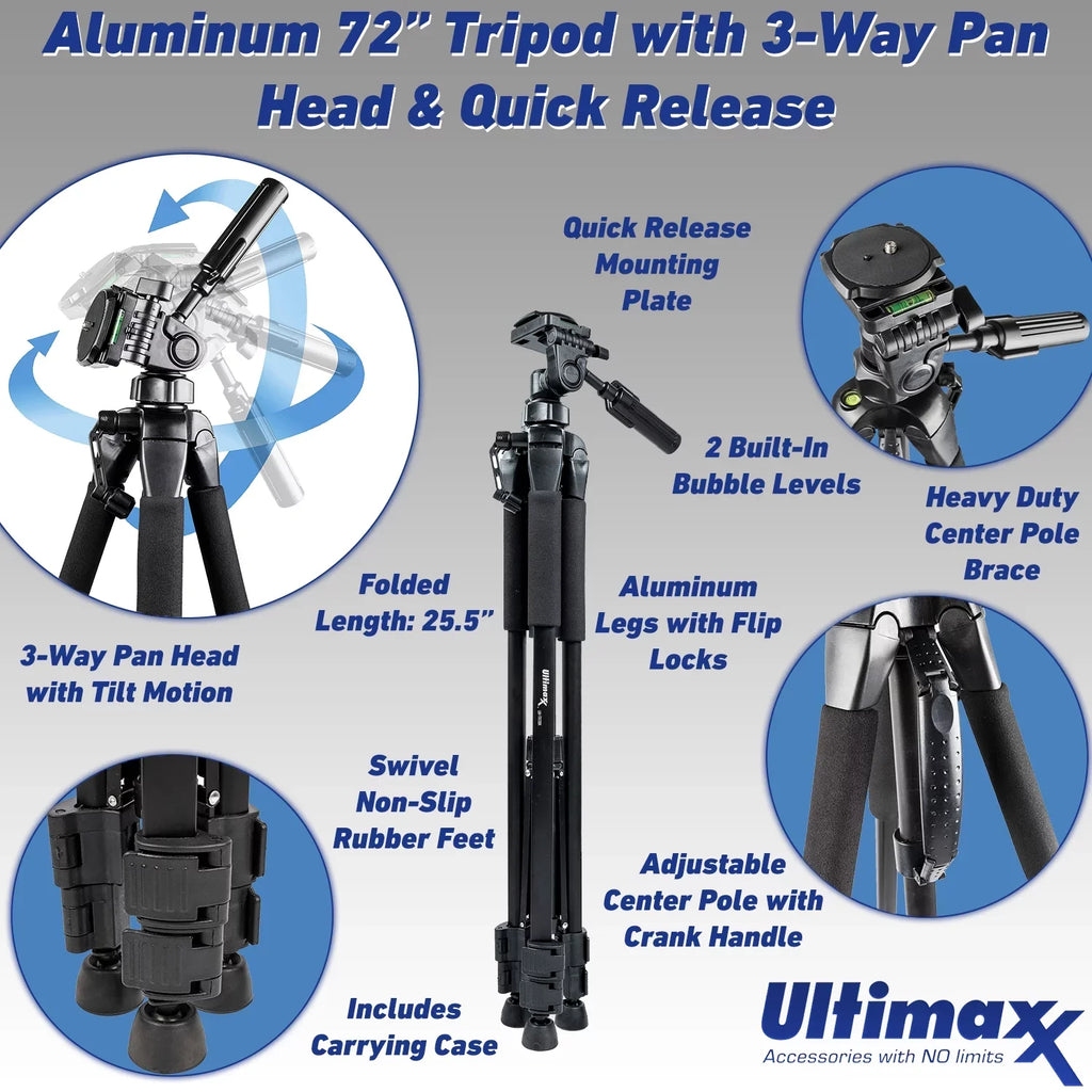 Much Lightweight 25mm Tripod SanDisk 64GB Mirrorless Lens & Accessory f/1.8 Deluxe & FE Manual Bundle: SDXC, + Lens Camera More 28-60mm 72” Alpha a6400 with Ultimaxx f/4-5.6 Ultra Digital