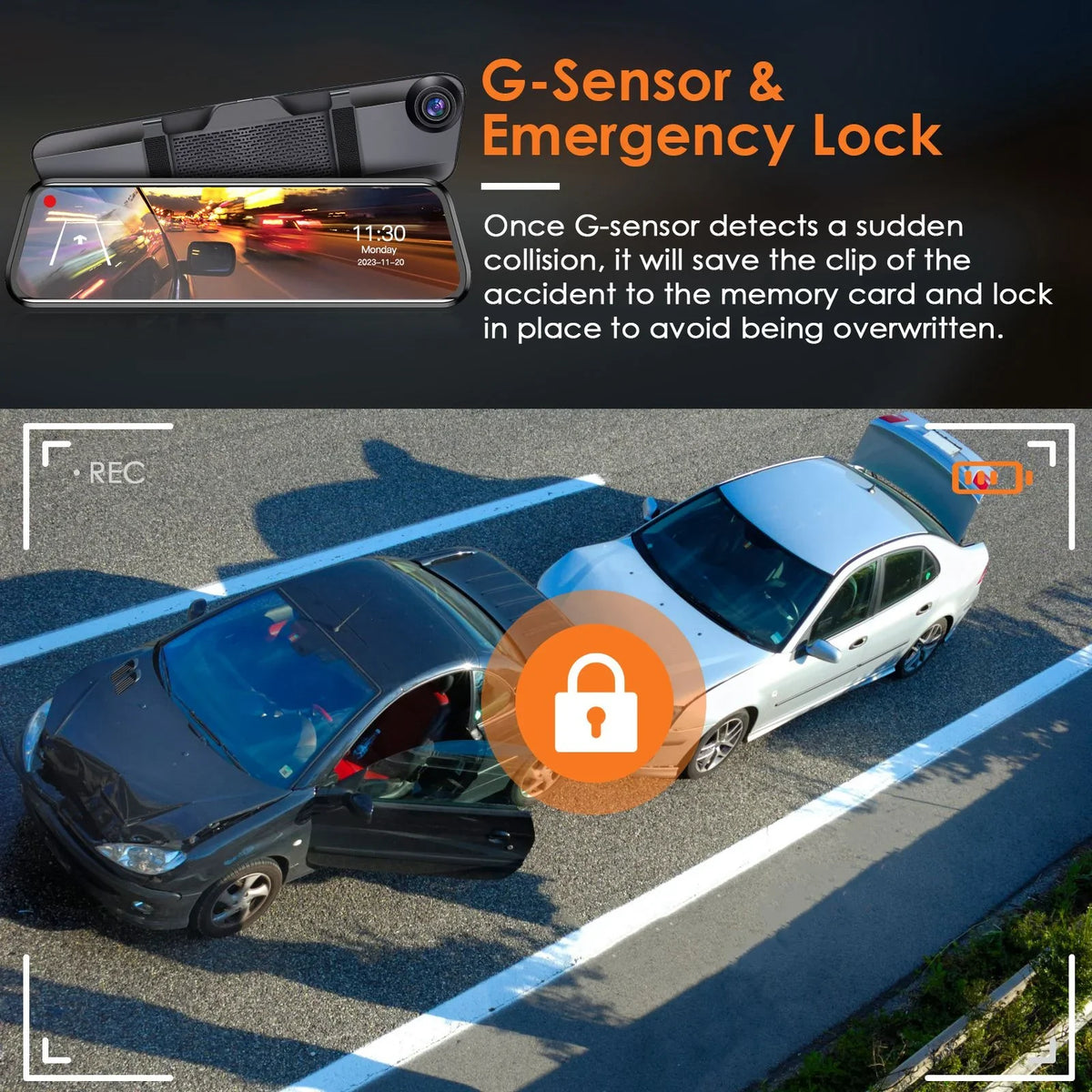 4K Motion Control Cam Detection 12in Recording Control DVR Camera Recorder Car Angle APP classic with Voice G-sensor 170° iMounTEK Camcorder Loop Dash Night Vision