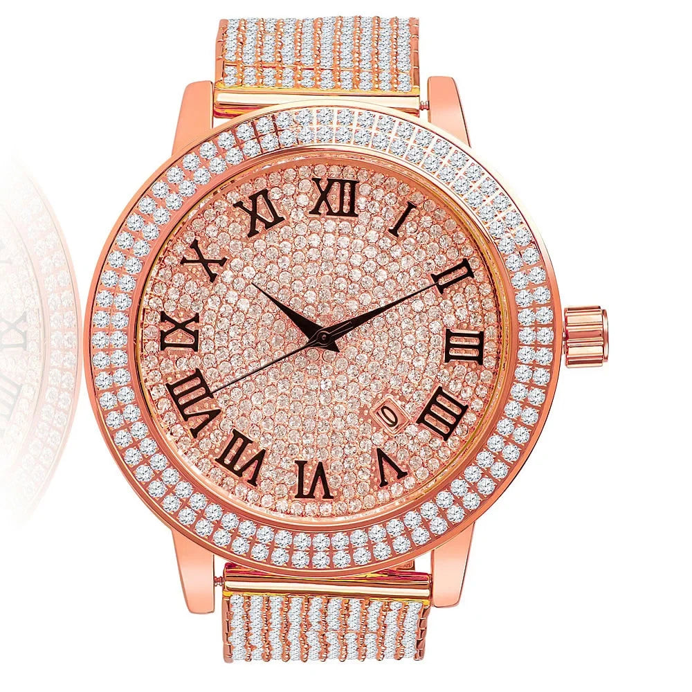 Custom Jojino Rodeo Joe Roman Watch Gold Dial high quality Tone Band Jojo Rose W/Date Bezel Face Function Khronos