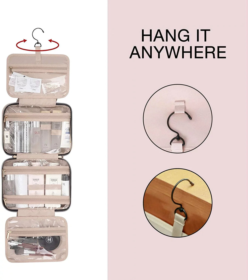 Makeup Bag Toiletry Bag Full with Accessories, Organizer Hook, Shampoo, Sized Toiletries Container, Water-resistant Bag for Hanging Travel Travel Cosmetic