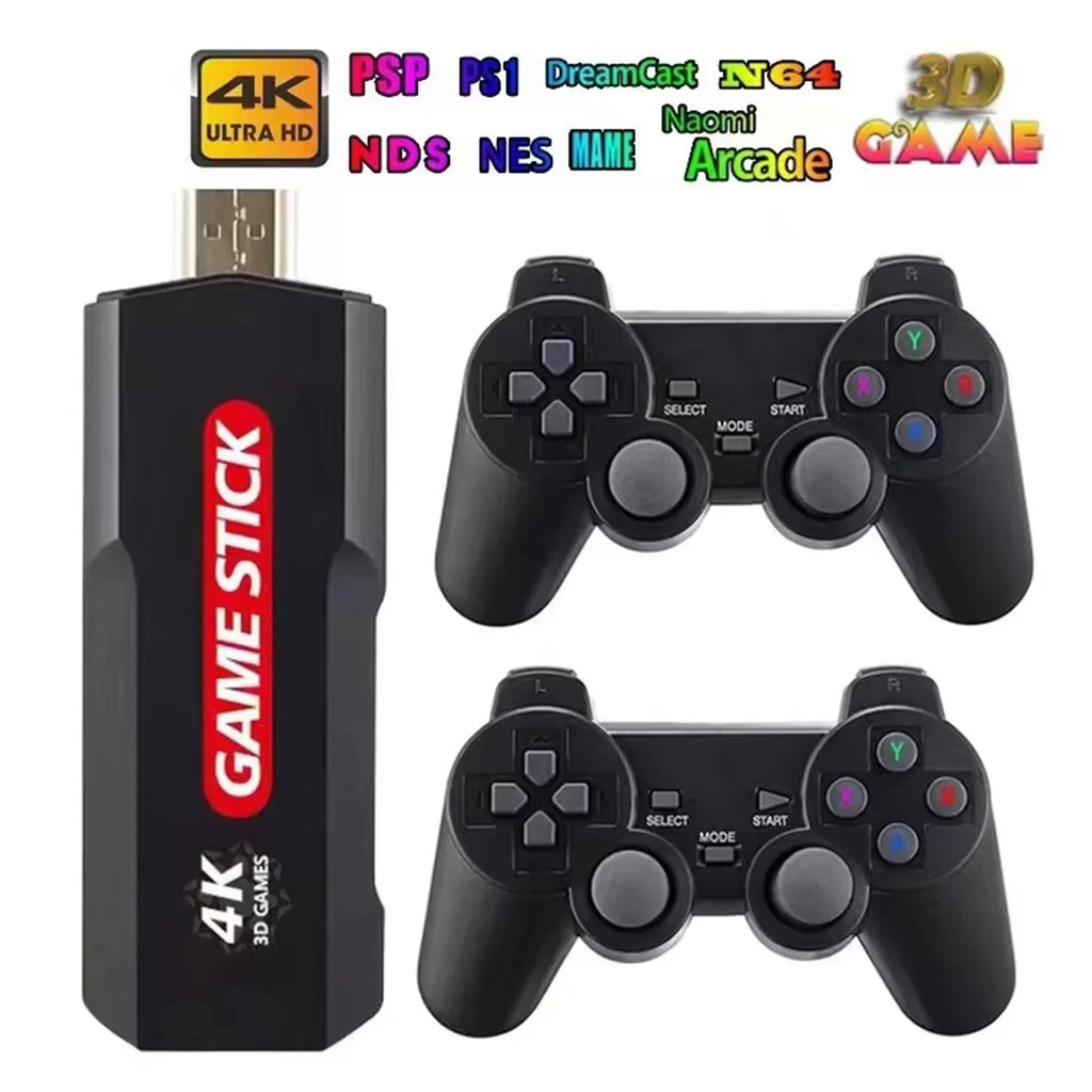 Retro Wireless Console, Game Games Stick Console Upgrade Double X2 Controller,30000+ Plus Wireless Retro Games,128GB
