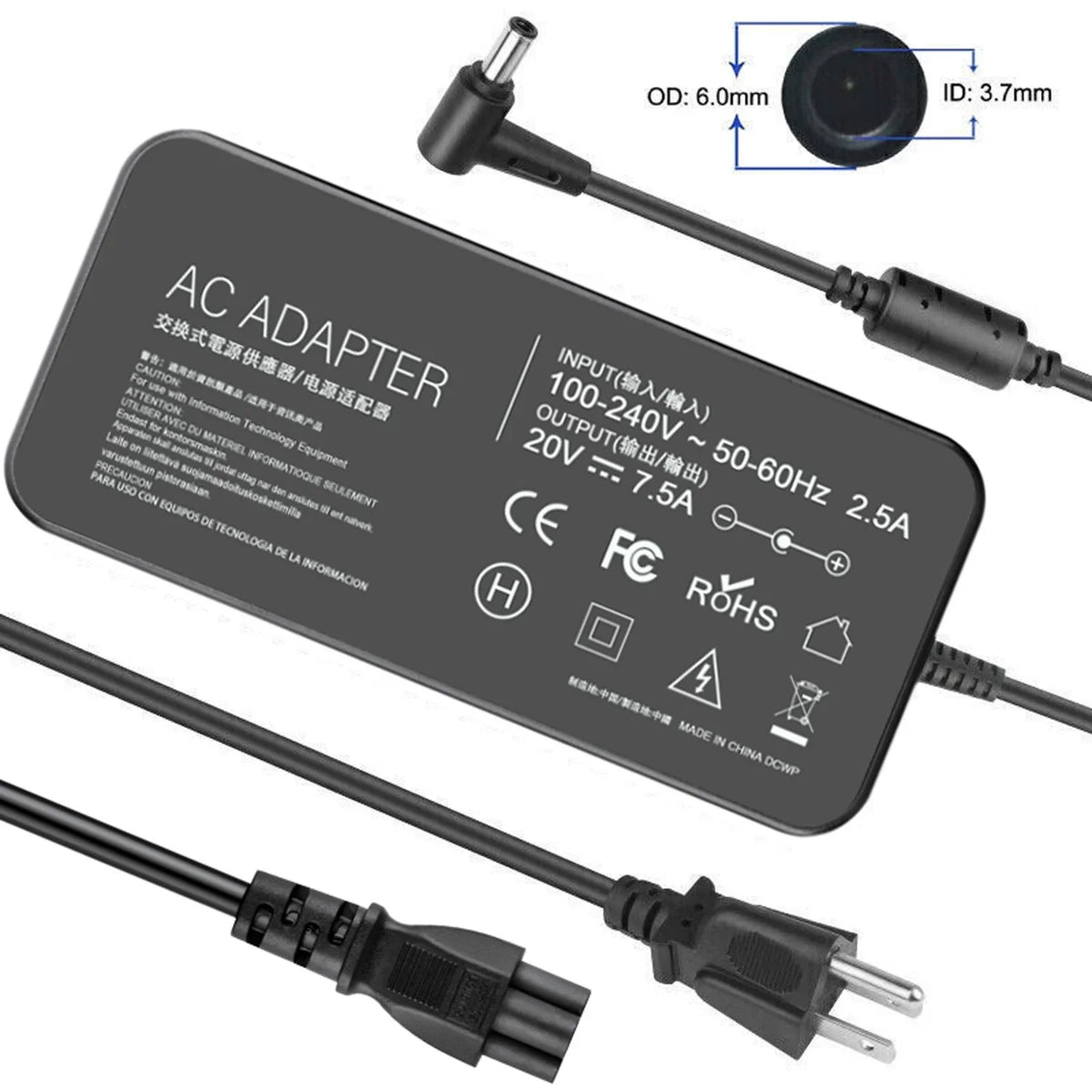 Charger TUF F15 Supply with AC SKKSource Gaming Adapter Compatible FX506LH-HN236W ASUS 150W special edition Power 20V 7.5A