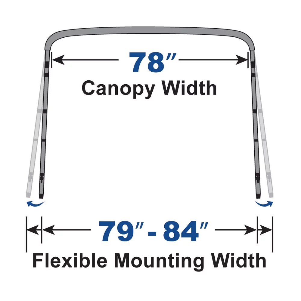 Long Gray 6' X Bow H Top 79"-84" Boat W Cover 3 Bimini 54"