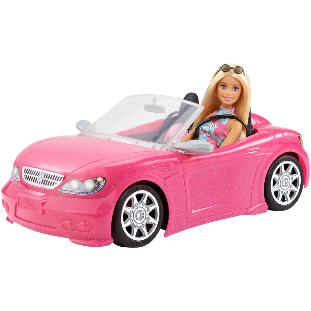 Barbie and 2 Seat Wheels Rolling Collection Car Doll Convertible with classic Pink