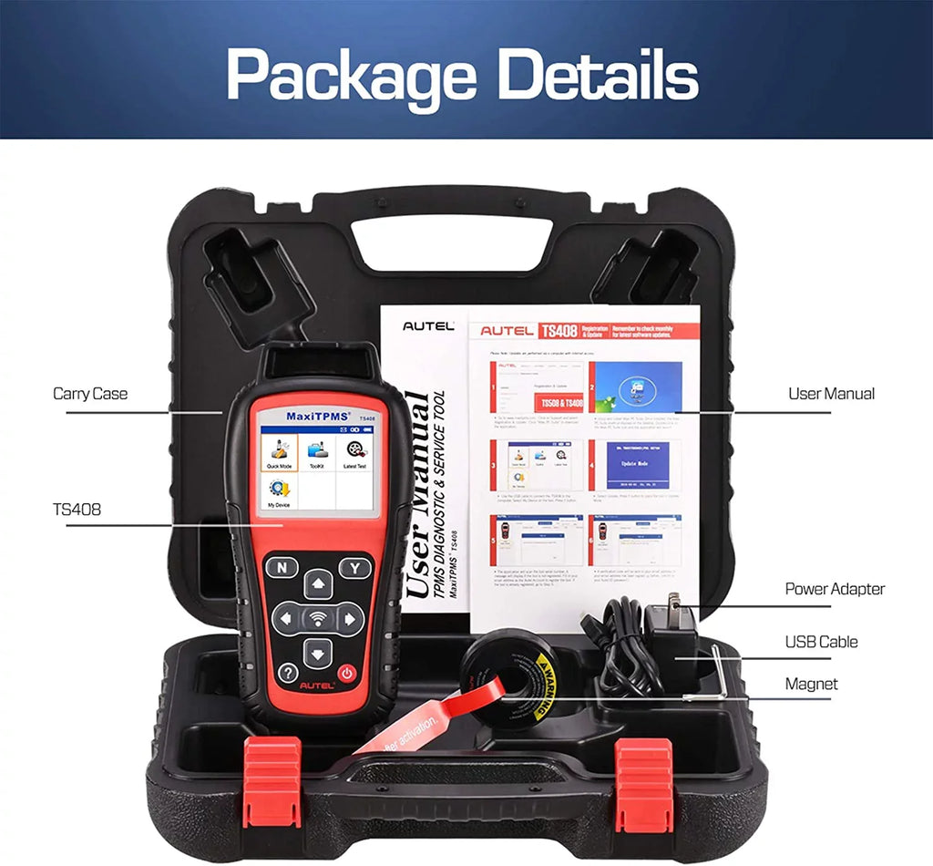 Autel Key Tool TPMS TS408, Program, Reset, Relearn TPMS Fob Activation, Testing Sensor