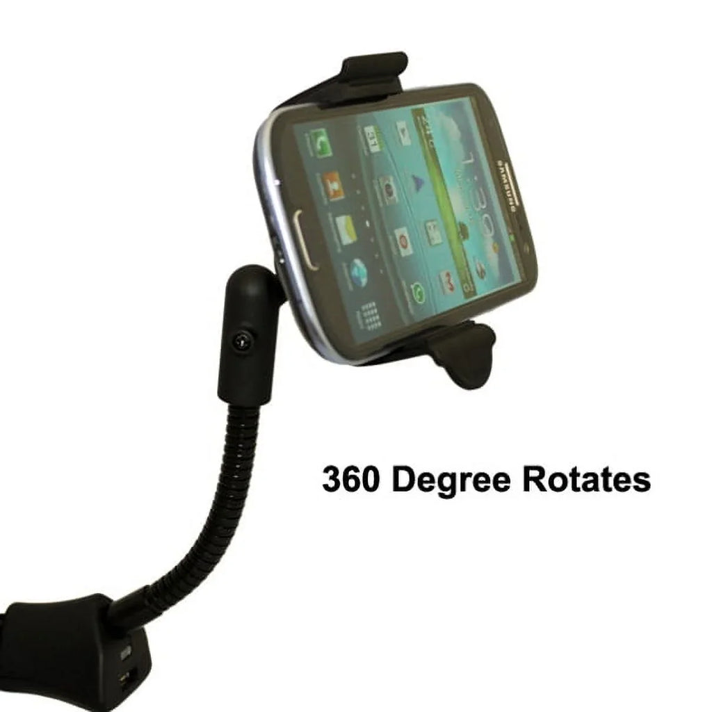 '- Mount - Droid Moto Charger V20 Holder Swivel 4 3D Dock Gooseneck Z Port Car J7, with Motorola Droid 2, V10 Socket Cradle Galaxy Note Turbo 5 Black J5 Droid Force USB 3 Stylo for 3, J3