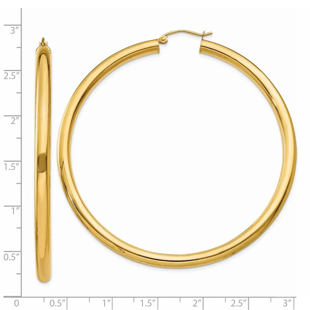 Polished 4mm for Hoop 14kt Teens; Gold trendy for Yellow Real Men Tube Earrings; Women Adults and and