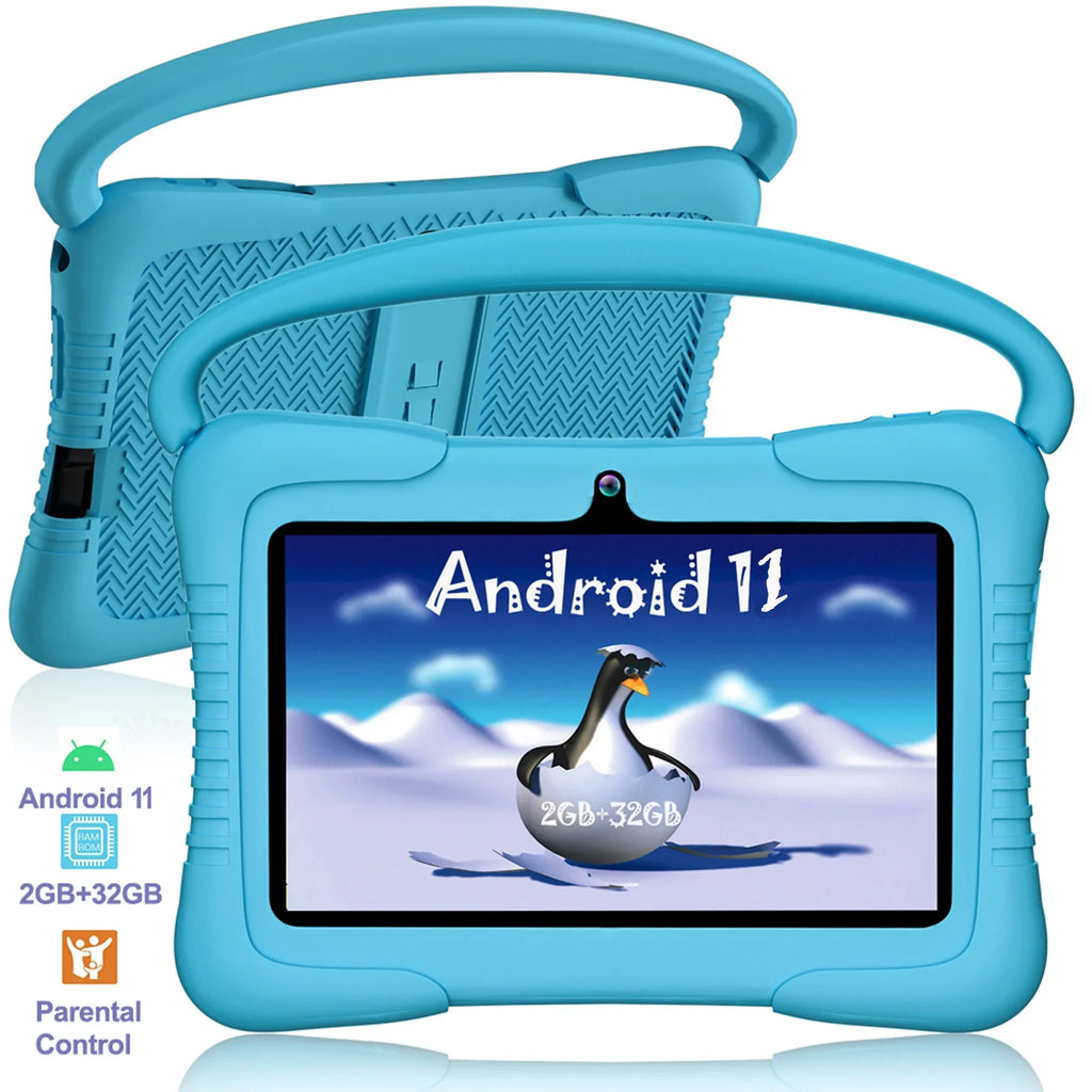 Netflix Learning trendy Hulu,Blue Android Tablet,Toddler Bluetooth,Wifi,Parental Control,Dual Tablet Tablet,32GB Tablet,7 Play,Youtube inch Kids with Camera,Google 11 Antemper ROM Storage,Kids
