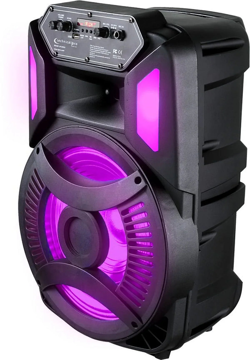 12 Technical Rechargeable Compatible, Woofer, controls, LED Bluetooth FM Speaker, Inch Radio, LED iPhone Rech iPod/ Pro Playback