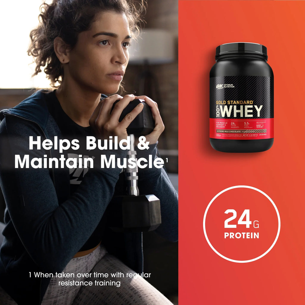 Gold Powder, Extreme Protein, 28 Servings Protein 24g Milk Chocolate, Optimum Whey 100% 2 Nutrition, lb, Standard