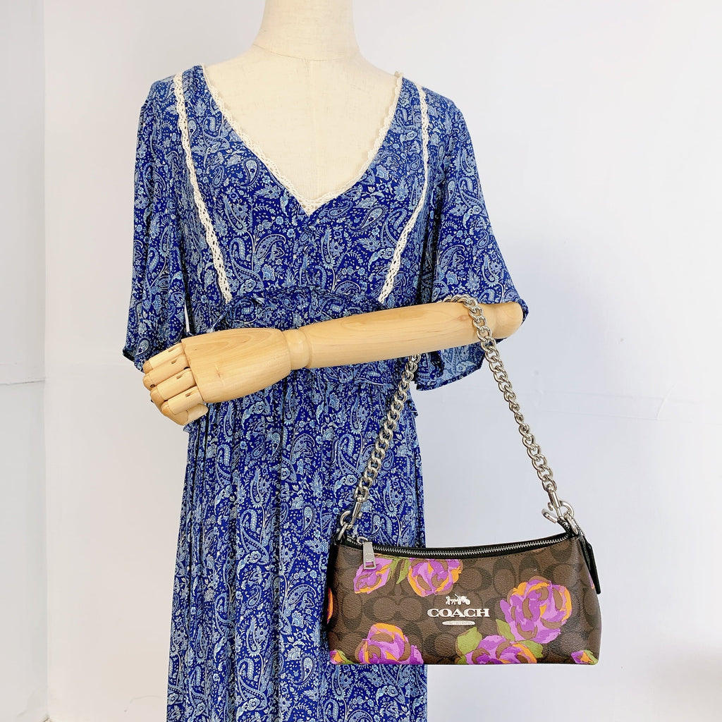Brown Rose Print Shoulder Canvas Coach special edition IN With Bag CL406 In Signature Charlotte Iris Multi