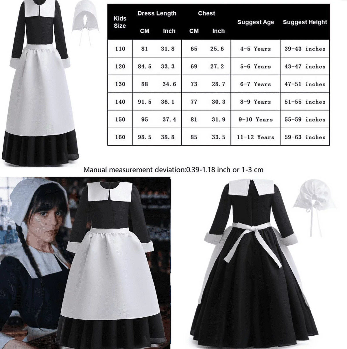 Series with Cosplay Clothes Long TV Hkiytime Wednesday Halloween Addams Wig 2022 Kids Outfit Sleeve Dress Girls Skirt Dress