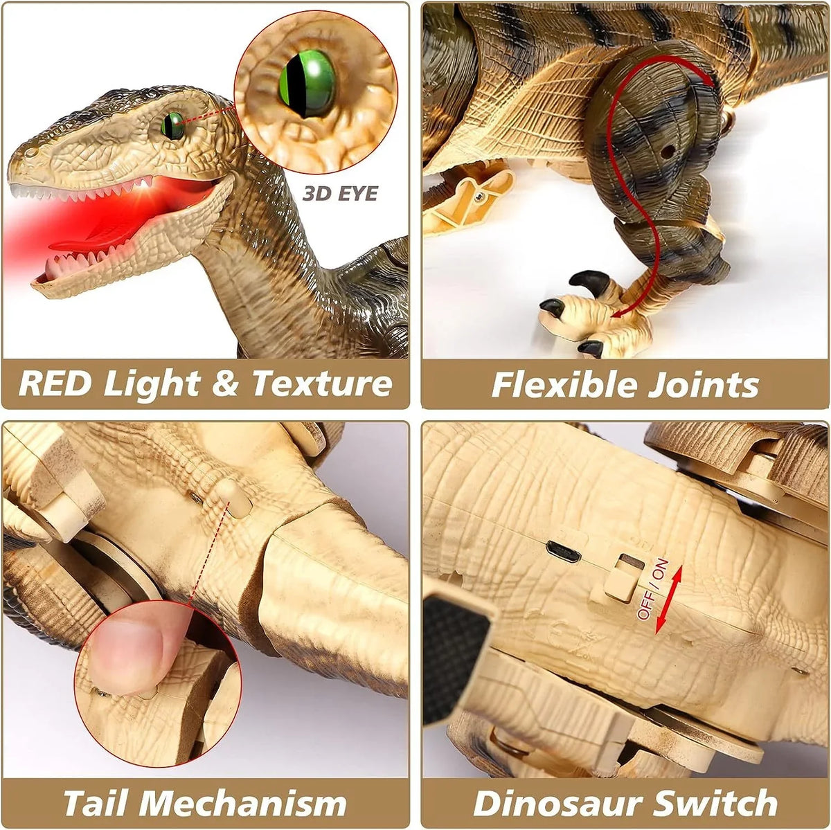 Old Lights Control Girls Years JBee Brown Kids Boys for RC Toys Robot Toy 8-12 Boys Dinosaur 3-5, Dinosaur Gifts Ctrl - Sounds with Age for 5-7, Walking and Remote T-Rex