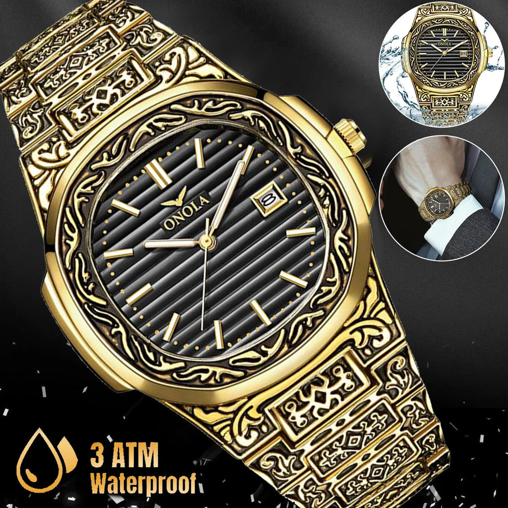 Retro Quartz Gold Hombre Waterproof Watch Relojes De Steel new Stainless Men's Wrist