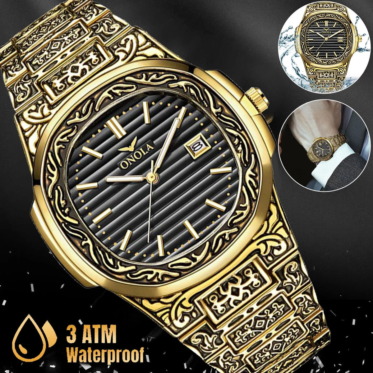 Retro Quartz Gold Hombre Waterproof Watch Relojes De Steel new Stainless Men's Wrist