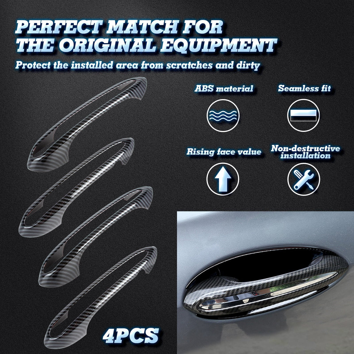 pieces) Tech Series Style, 1 Door 2018-up Set BMW Compatible trims, special edition Fiber (4 with Cover Handle 5 Carbon Exterior Surround Xotic G30