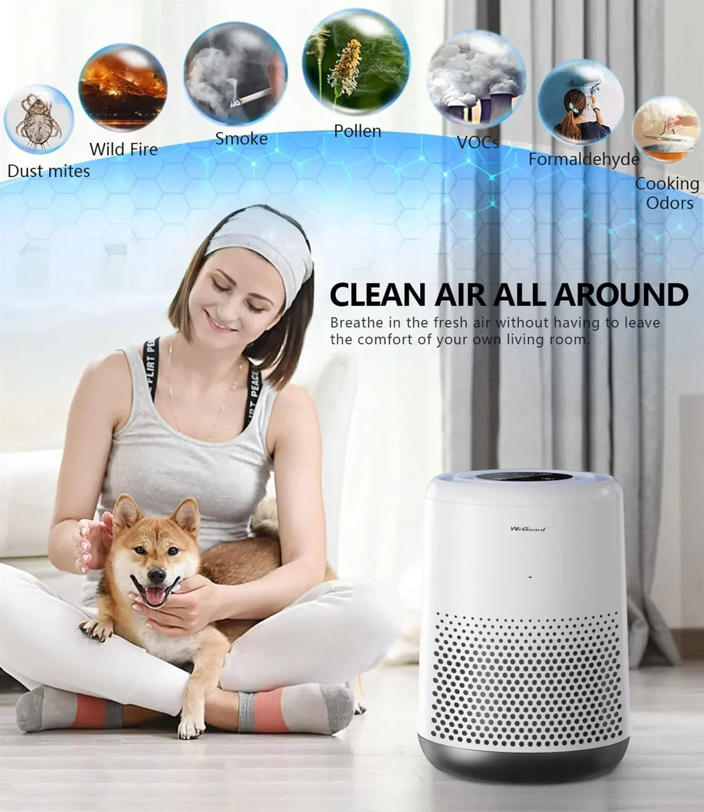 Pollen, WeGuard with Odors, sq Coverage Wildfire HEPA Microns | White, Allergens, K300 Smoke, Filter Pet 0.1 Removal 430 to Purifier Dander ft Air 1-Pack H13 Dust, for True |