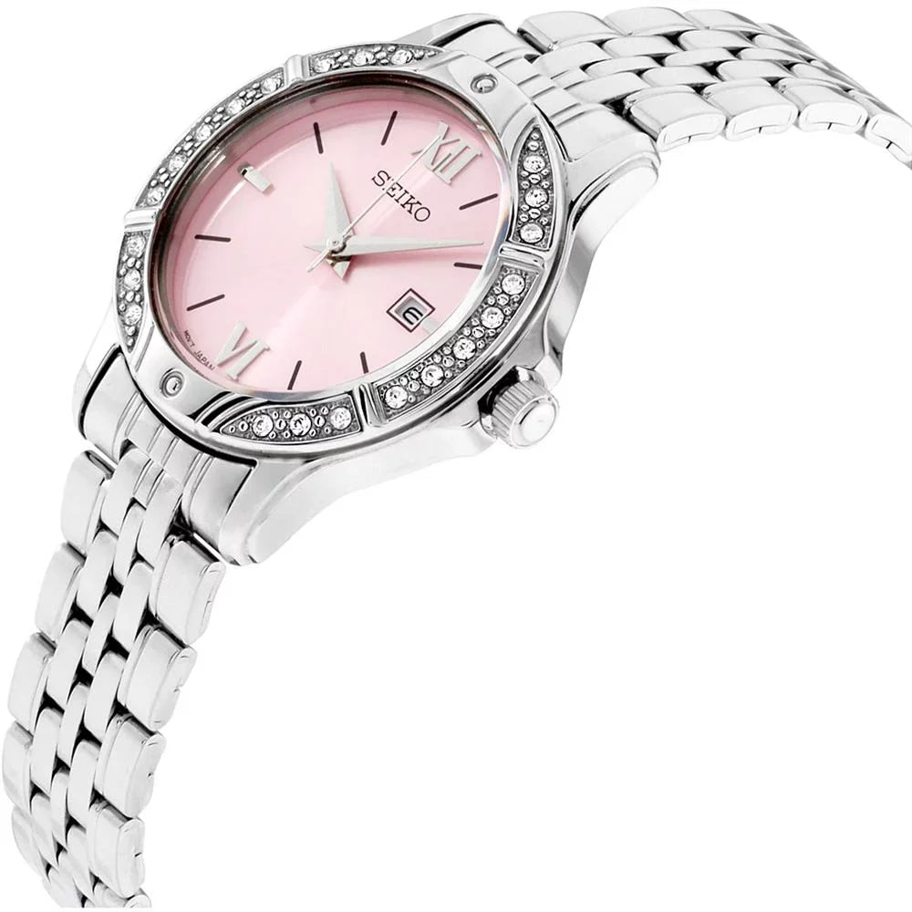 Bracelet high quality Swarovski Dial Pink SUR863 Watch Women's Crystal Steel