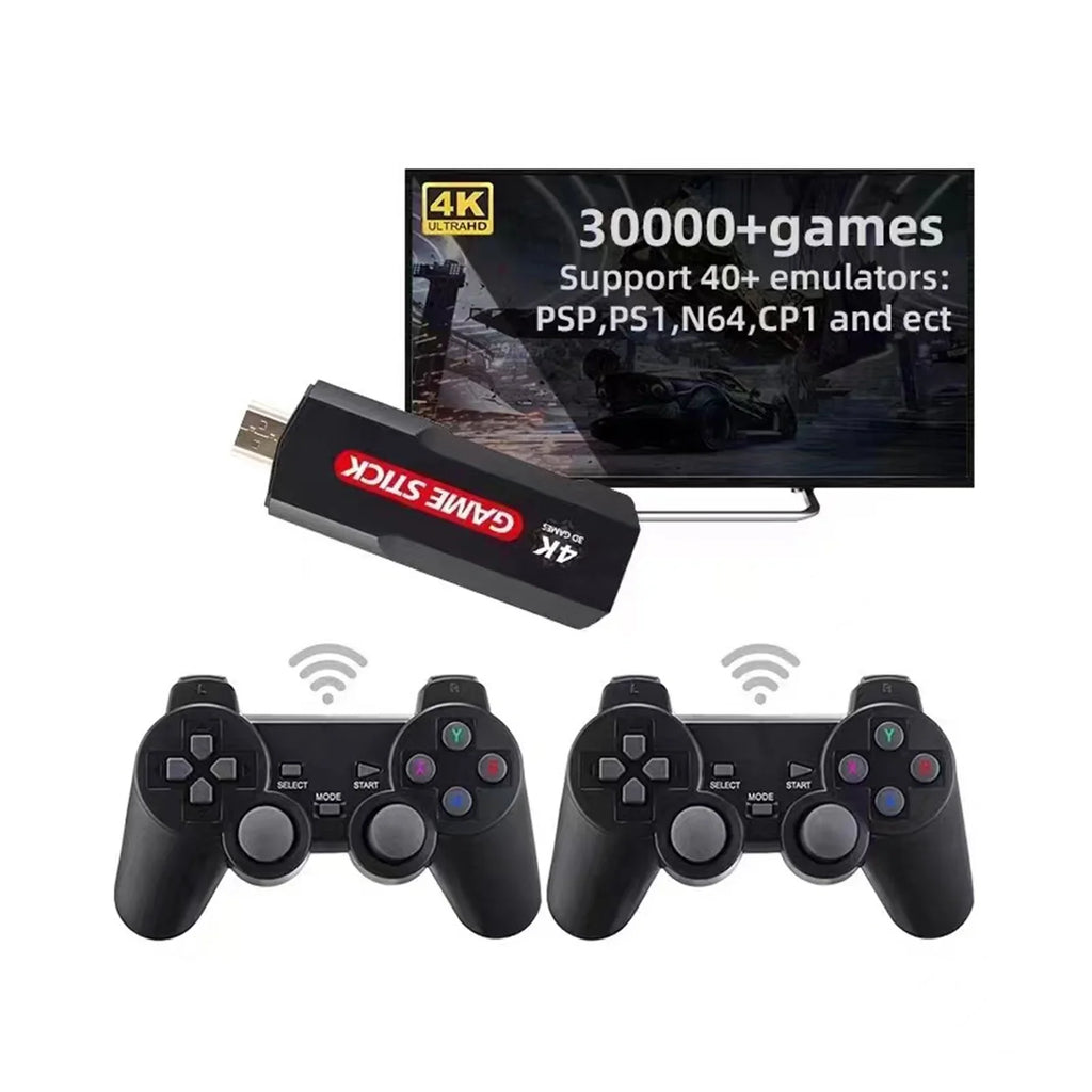 Retro Wireless Console, Game Games Stick Console Upgrade Double X2 Controller,30000+ Plus Wireless Retro Games,128GB