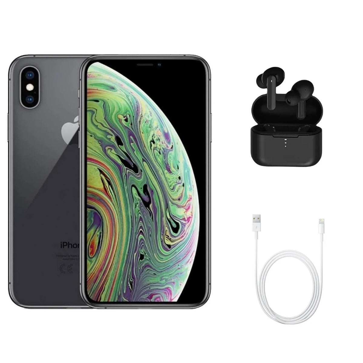 Restored (Grade w/ Wireless Gray iPhone Earbuds Unlocked) A1921 A) (Refurbished) Max XS (Fully Space 64GB