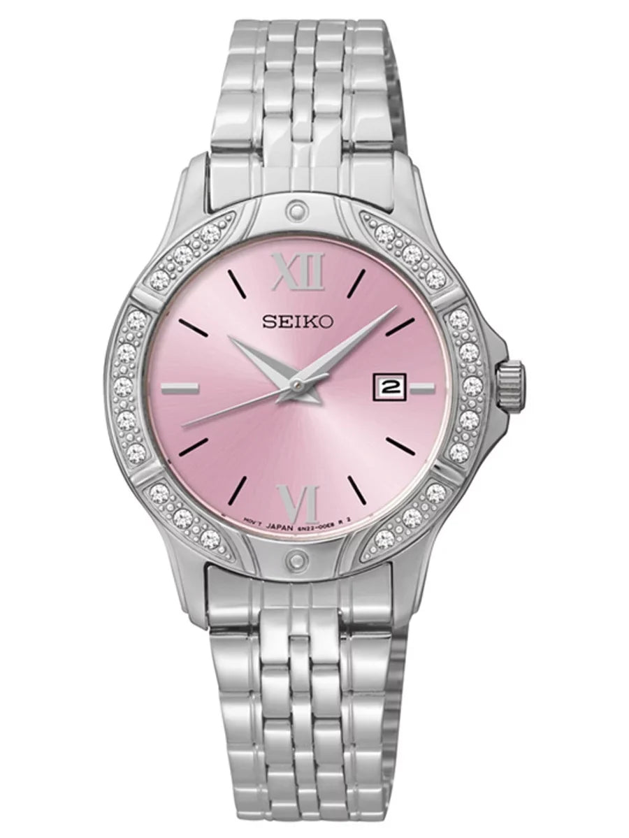 Bracelet high quality Swarovski Dial Pink SUR863 Watch Women's Crystal Steel