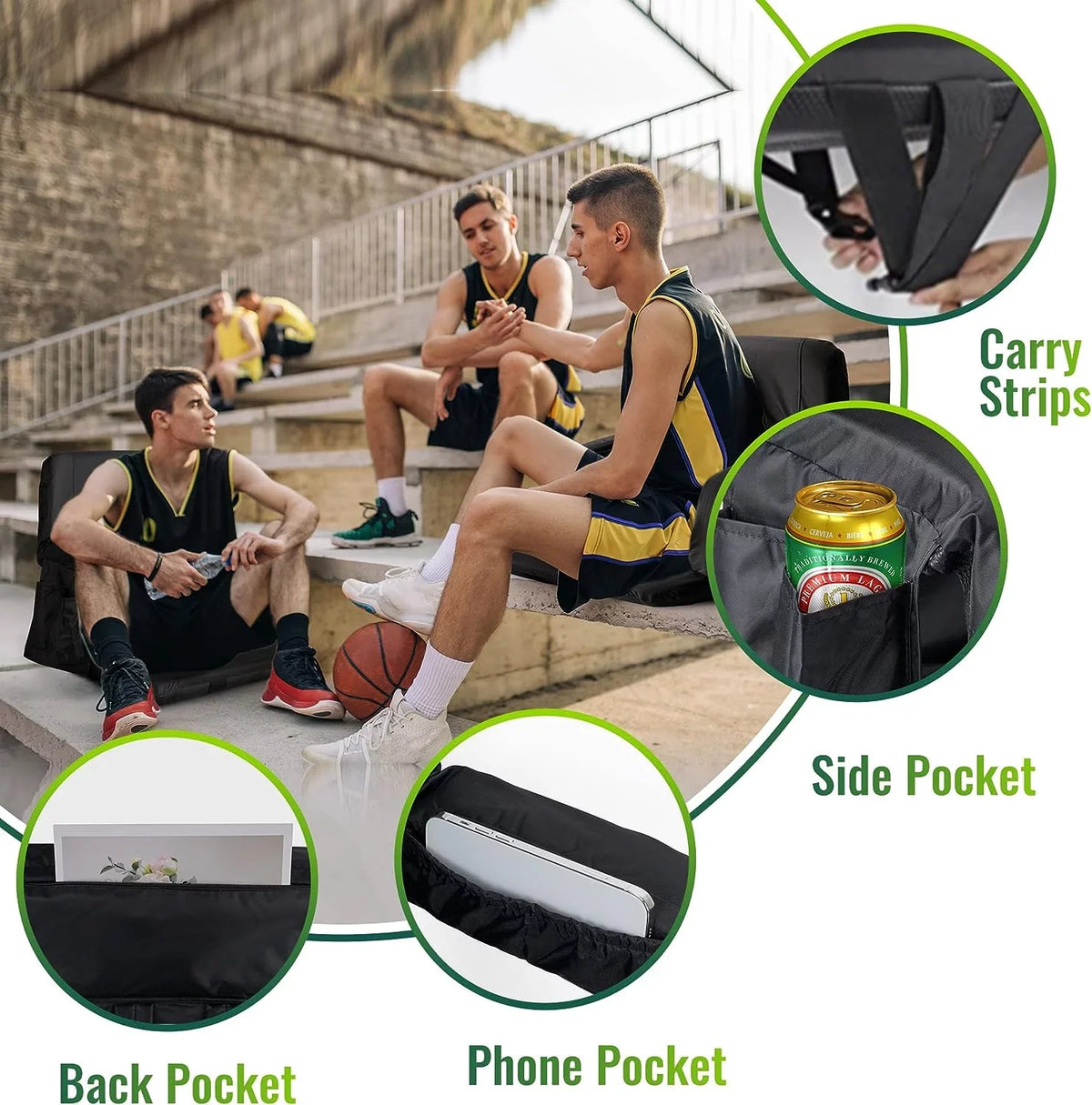Stadium - Events, and Seat, Sporting Seating Picnic and 25-Inch Chair Camping, Reclining AiYCHEN Extra Wide Waterproof, Sturdy Beaches, Bleachers for for Thicker,