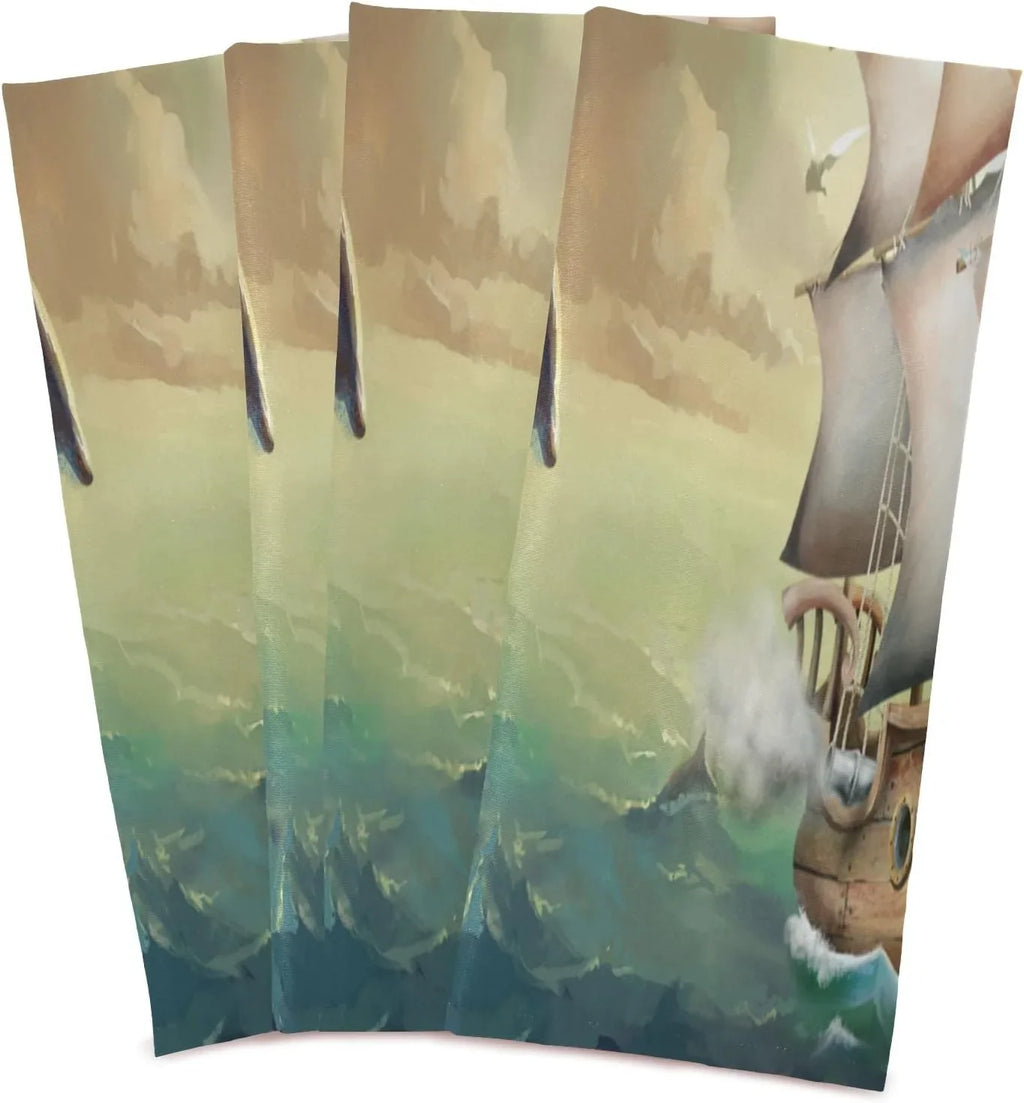 Hanging Kitchen new 6 Towels Loop, 18"x28"Lint-Free Wiping of Absorbent Dolphins Sailboat Jumping Kitchen Cloth Dish Set Towel Summer Ocean with and Tea for Cleaning Drying
