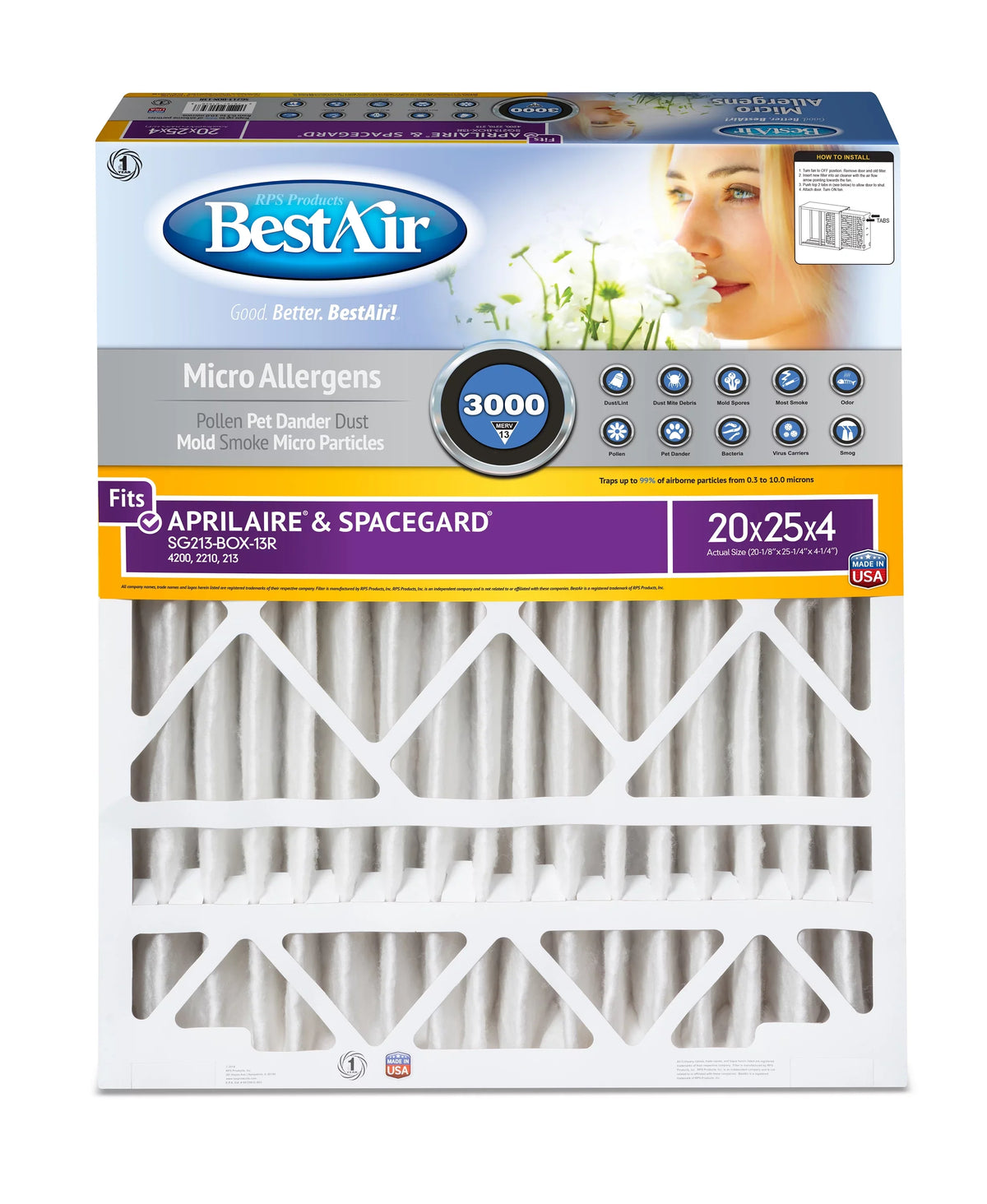 AXP-213-13R-2 BestAir Furnace 13 Replacement MERV Filter 3000 classic Series