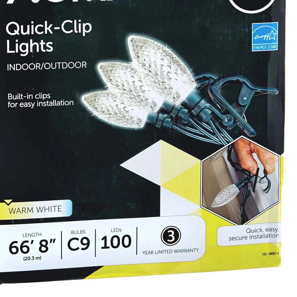 Pack) LED (3 100 Christmas C9 Quick Lights String NOMA new Clip Bulbs Warm
