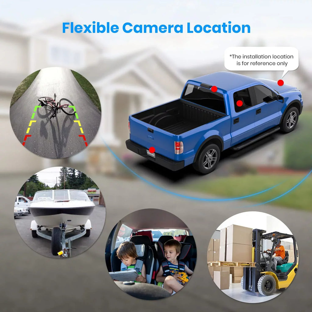 Vision for high quality Backup View for Monitor 3Mins Back Up Systems Installation, Car, Rear/Front Camera AUTO-VOX Mini Trucks, Camera Super Size 5'' Night with TW1 Wireless DIY