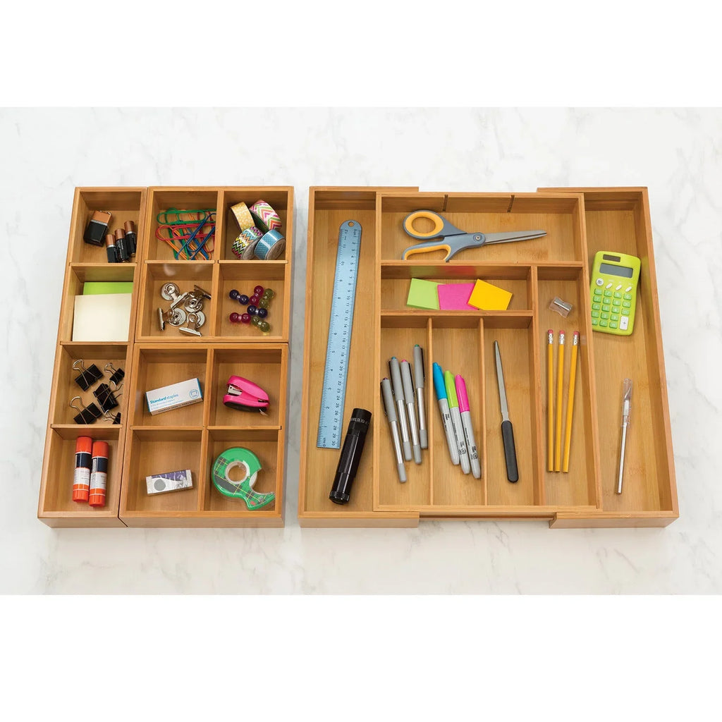Bamboo Drawer Expandable Organizer Set new 4-Piece Classics
