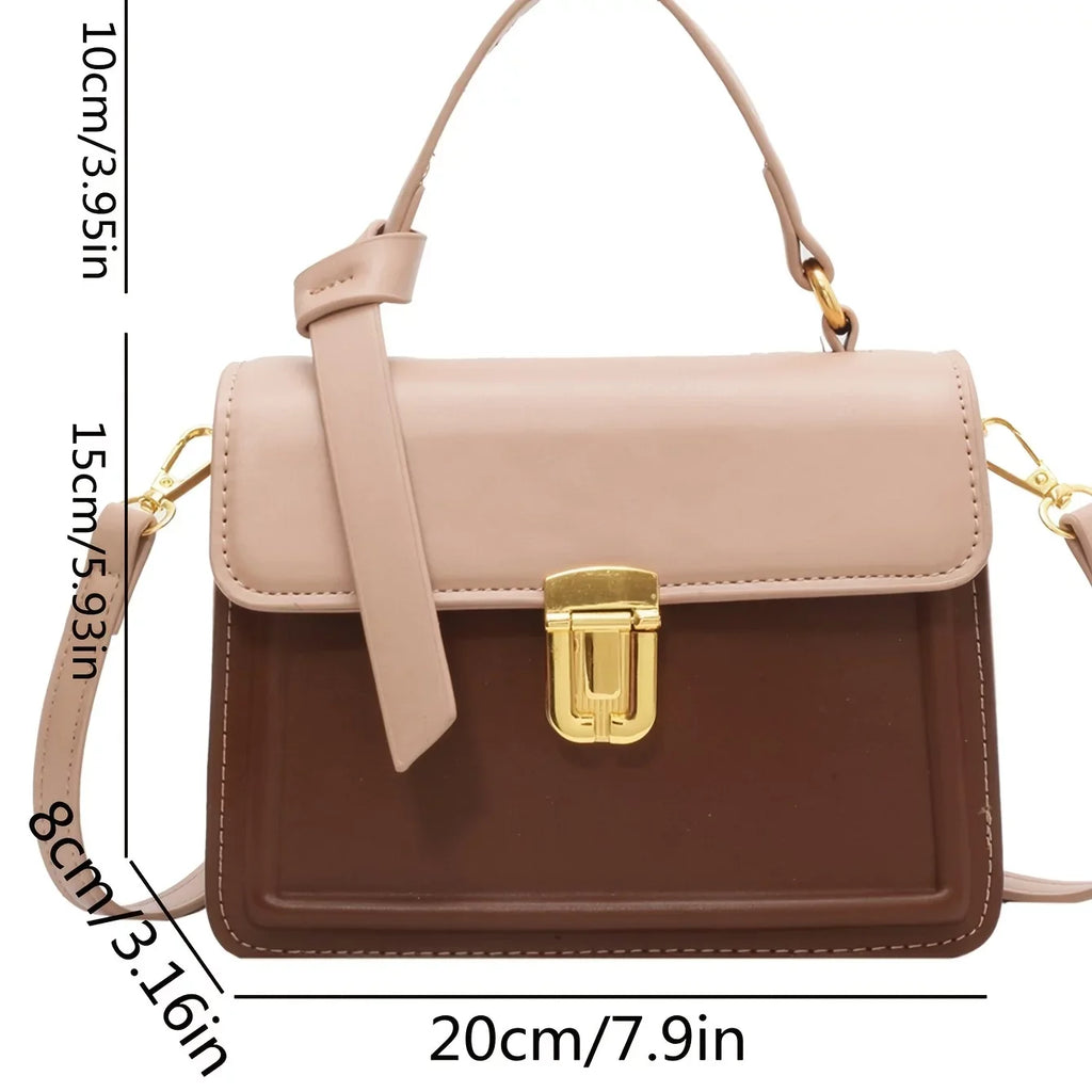 (7.9*5.93*3.16) For Junior Trendy Leather Crossbody Bag, Square Purse Women Flap Decor Inch Buckle Faux Handbag,