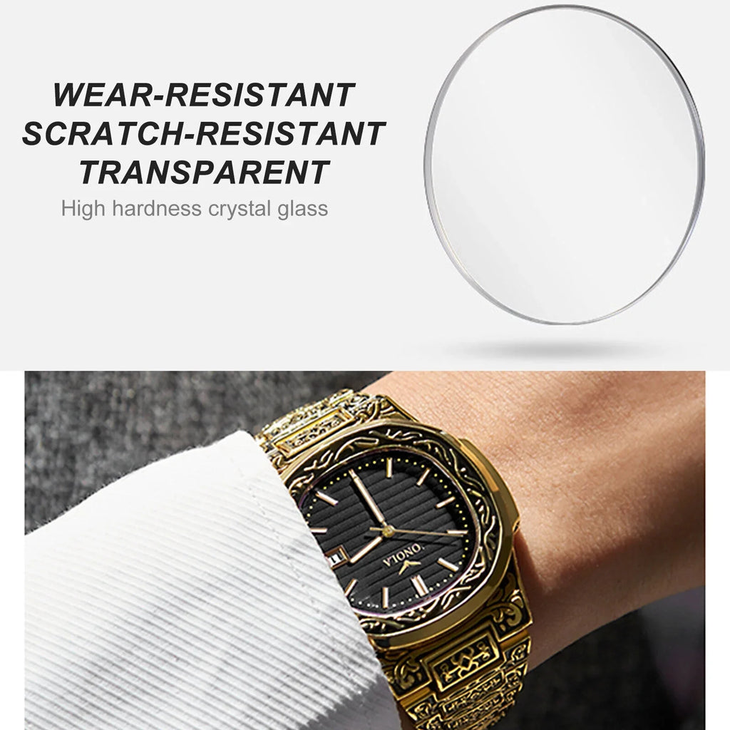 Retro Quartz Gold Hombre Waterproof Watch Relojes De Steel new Stainless Men's Wrist