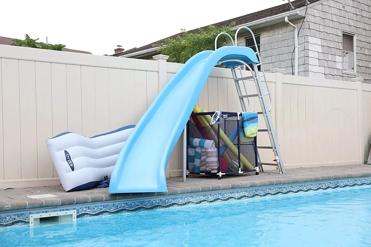 Toys, 28" x L Storage Floats, Height, W Style 563009 Floats Essentially Mesh 25" Equipment Organizer (43" and Blue x Kids Balls Noodles H), Bin, Pool Large, Rolling Holder, Yours