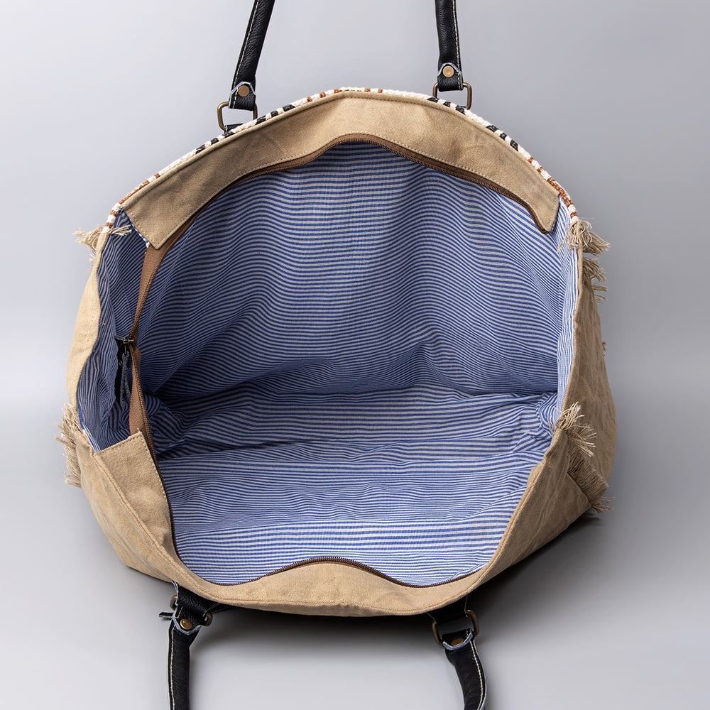 OHLAY Genuine Embossed Upcycled women new KB Wool bag KB484 handbag western Canvas Upcycled purse Leather TOTE