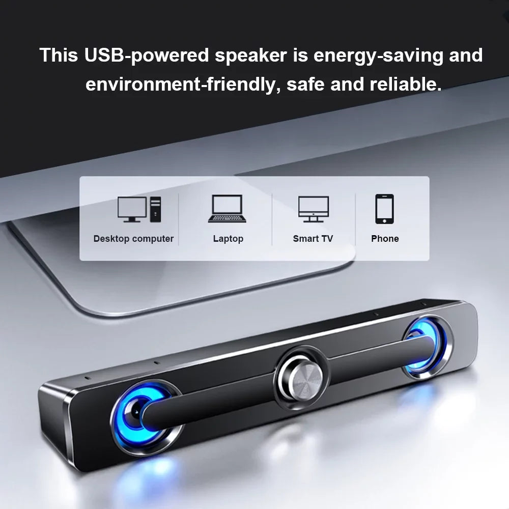 MP4 Tablet Bass PC Powerful Stereo Wired Subwoofer Phone Computer USB Sound MP3 Speaker Surround Box for Speaker Laptop V-111 Carevas Bar