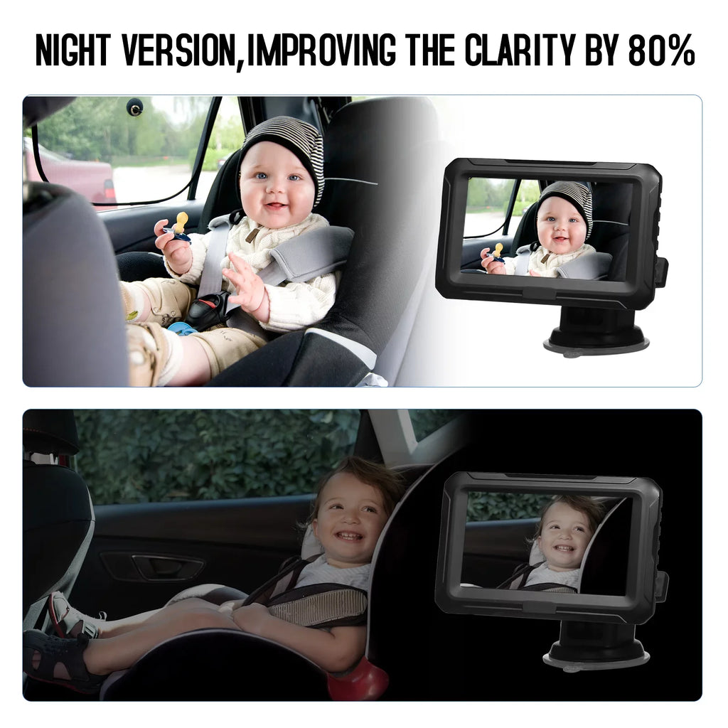 Pets for Monitor Adjustable Baby View Baby IPS with Night Function Wide Baby Screen Mirror Angle 4.3'' Kids Vision Infants Mirror, Car with Camera Car Shinysix classic 1080P