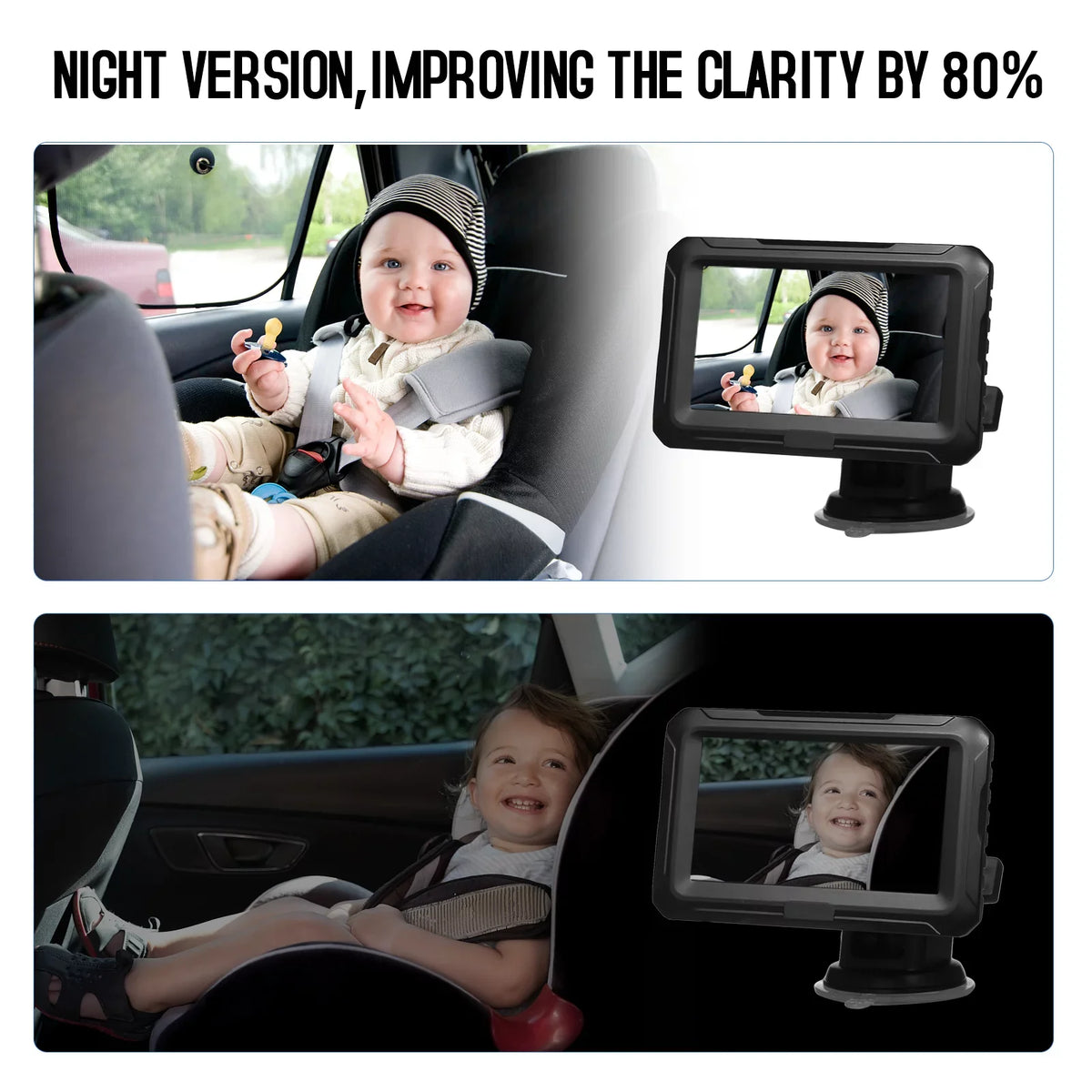 Pets for Monitor Adjustable Baby View Baby IPS with Night Function Wide Baby Screen Mirror Angle 4.3'' Kids Vision Infants Mirror, Car with Camera Car Shinysix classic 1080P