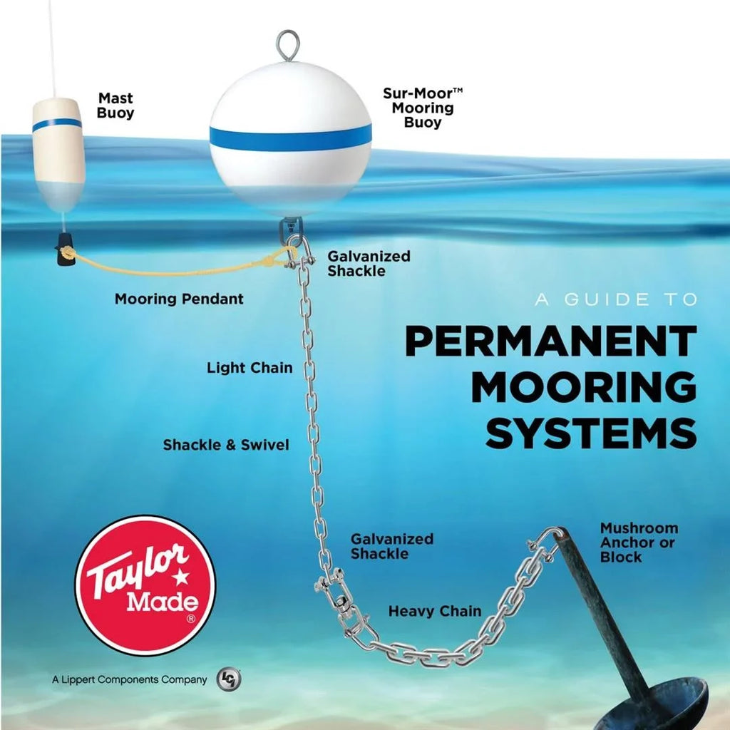 Sur-Moor Mooring Buoy, Taylor Striping White Blue with Reflective T3C