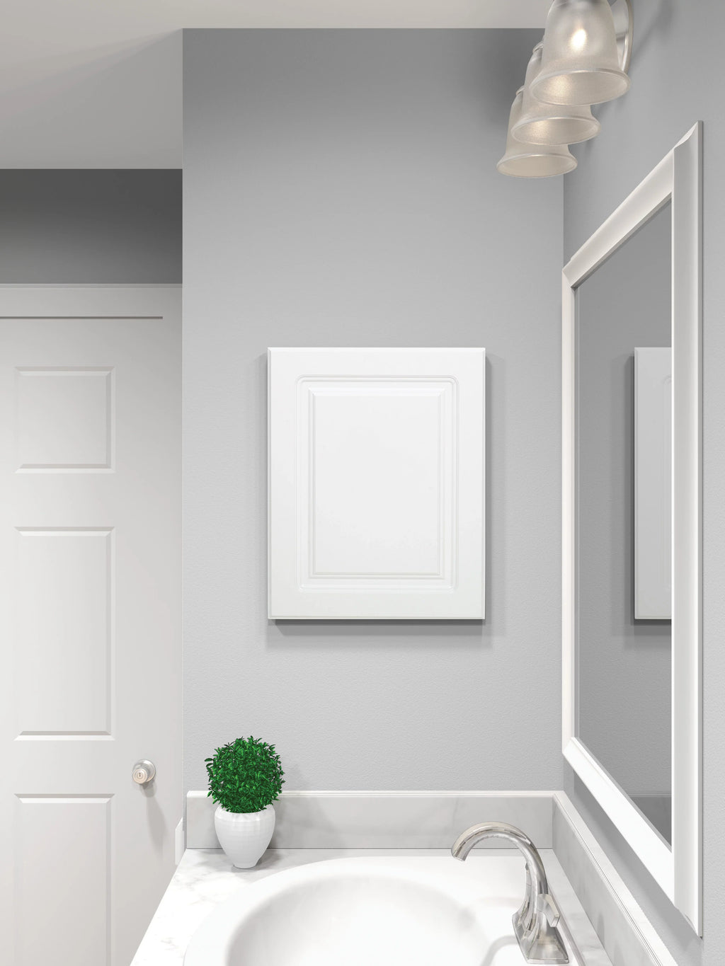 Recess-Mount Door, Raised Pride American Rectangle, with Panel White 20 in., Medicine Cabinet, 16 classic x