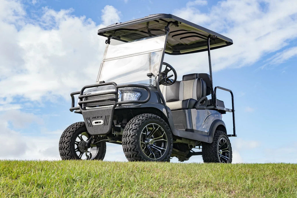 Tsunami Golf MadJax - Silver and G29/Drive Cushions Wave Rush/Liquid |2007 Seat Drive2 Front Silver Cart up Yamaha |Black/Liquid for