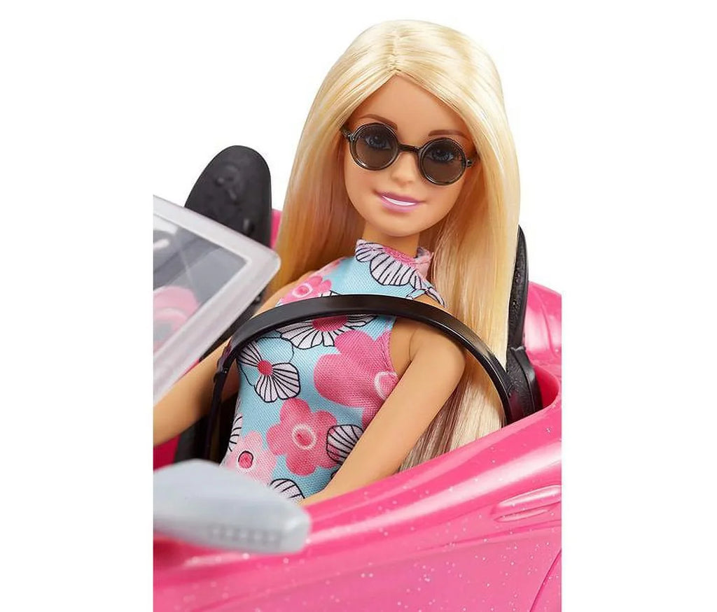 Barbie and 2 Seat Wheels Rolling Collection Car Doll Convertible with classic Pink