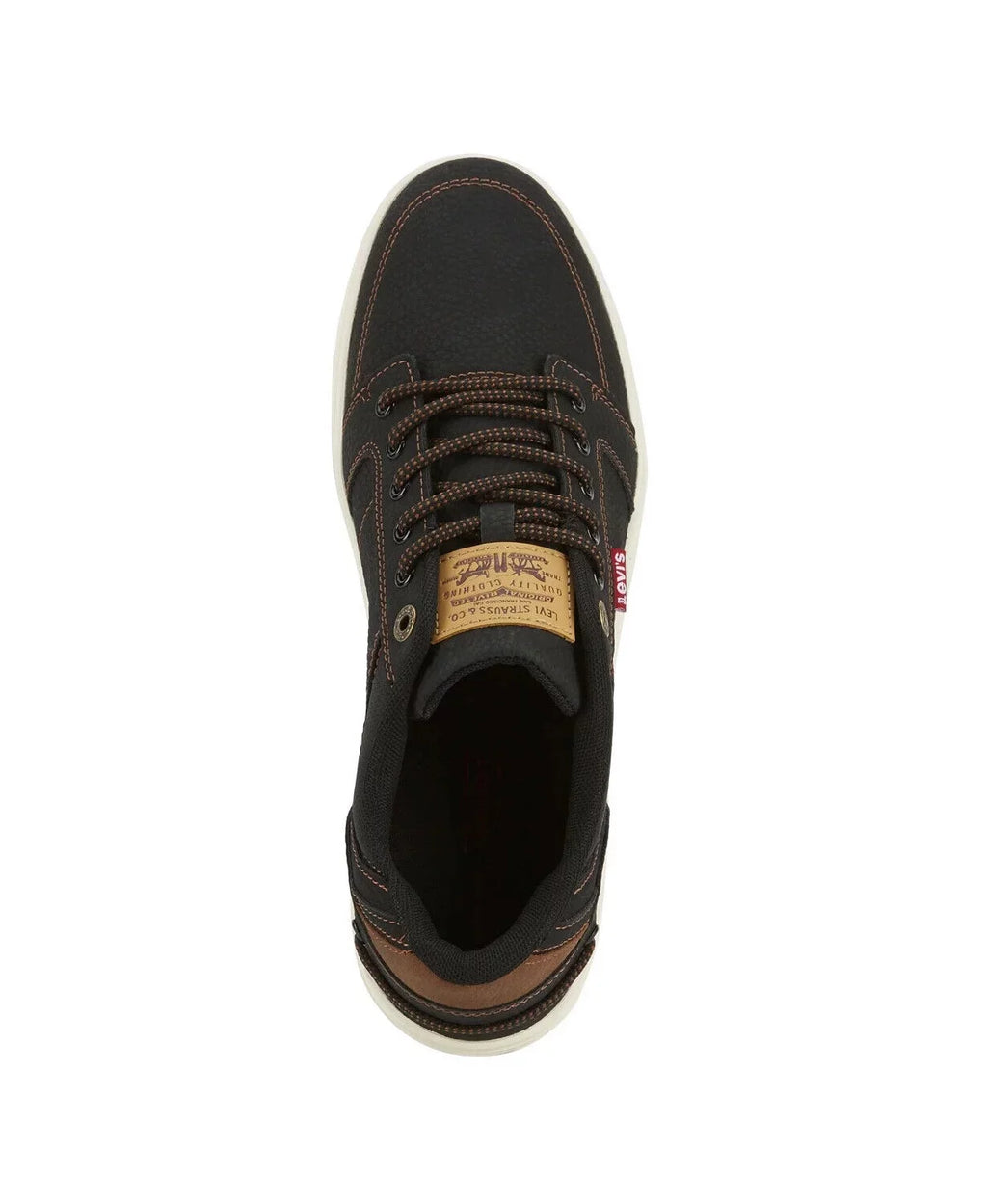 SHOES SNEAKERS LEVIS TRAINERS WAX BLACK/TAN SIZE LOW SPORTS MEN NEW 9.5 HARBOR