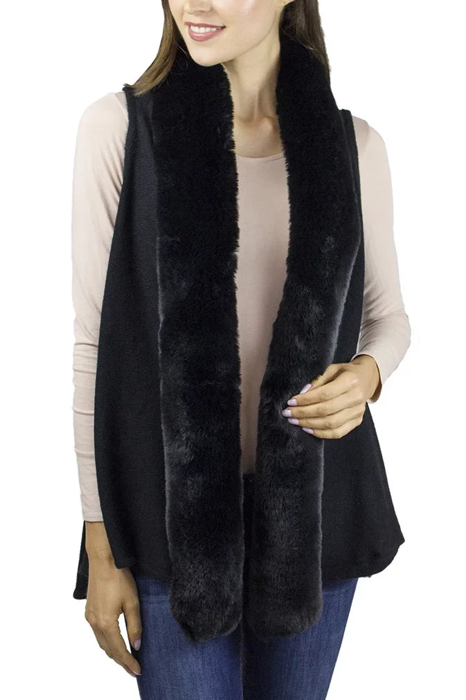 Faux Trim Vittadini Mink Women's Vest Knit with Fur Adrienne Plush