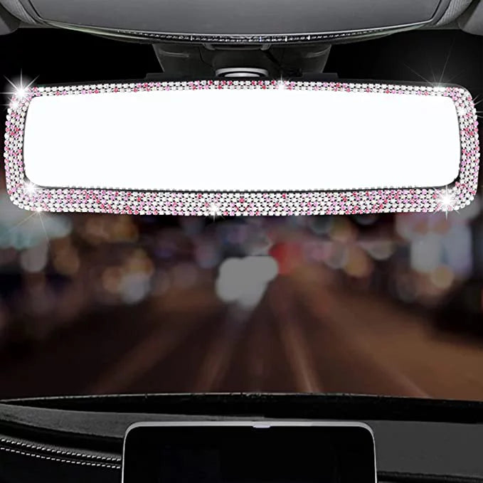 Car Bling Bling with Rear and Car Mirror, Bling View Interior Women Rearview HD Car Tee Mirror Accessories Glass, Decorations for
